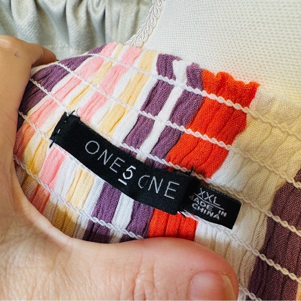 One 5 One Wide Leg Pants in Red and Purple with Elastic Waistband - Picture 11 of 12